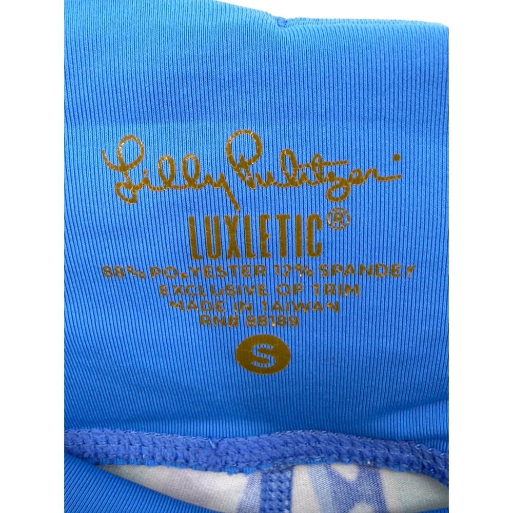 Lilly Pulitzer Luxletic Weekender Leggings Womens Small Blue Cropped Preppy Yoga - Picture 5 of 10